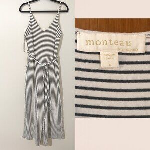 Monteau Los Angeles White & Black Striped Sleeveless Dress